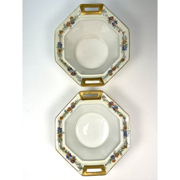 2 Theodore Haviland Limoges 1925-36 Miami Octagonal Ivory Floral COVERED DISHES - Picture 4 of 8